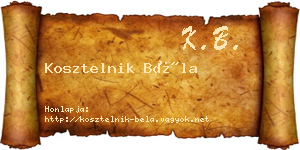 Kosztelnik Béla névjegykártya